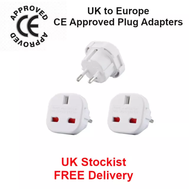 3 x UK To EU Euro Europe European Travel Adaptor Plug 2 Pin Adapter - UK Stock