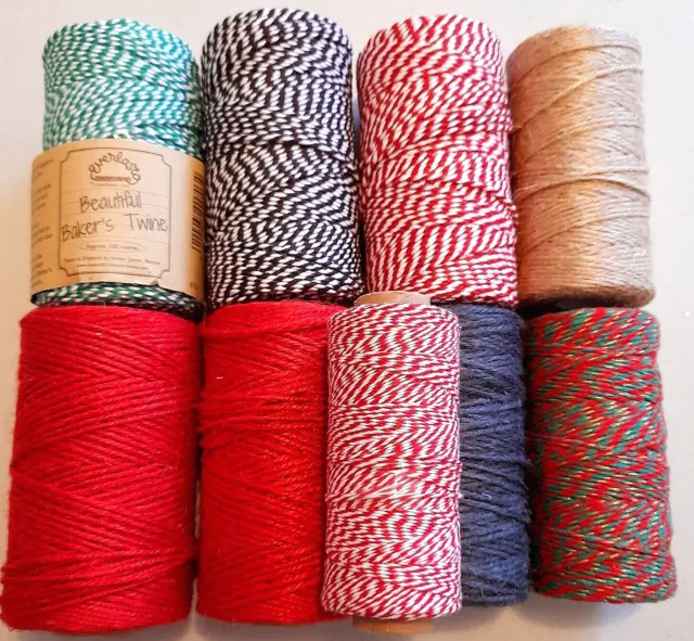 9 Rolls 2mm Rope String Partially used. Christmas Bakers Twine Jute Various