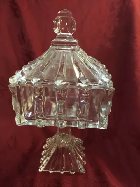 Antique EAPG US Glass "Broken Column" Covered Compote