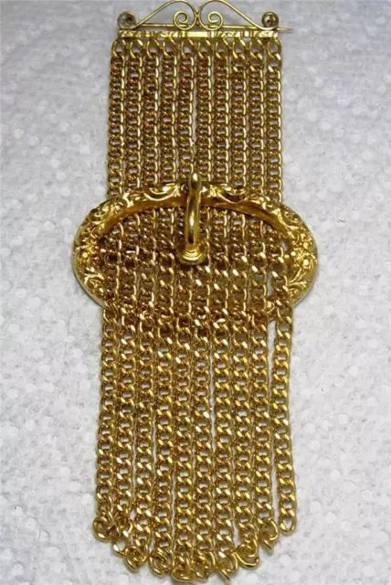 Antique Victorien or Rempli Boucle Gland Broche 10.8cm Long Ancien