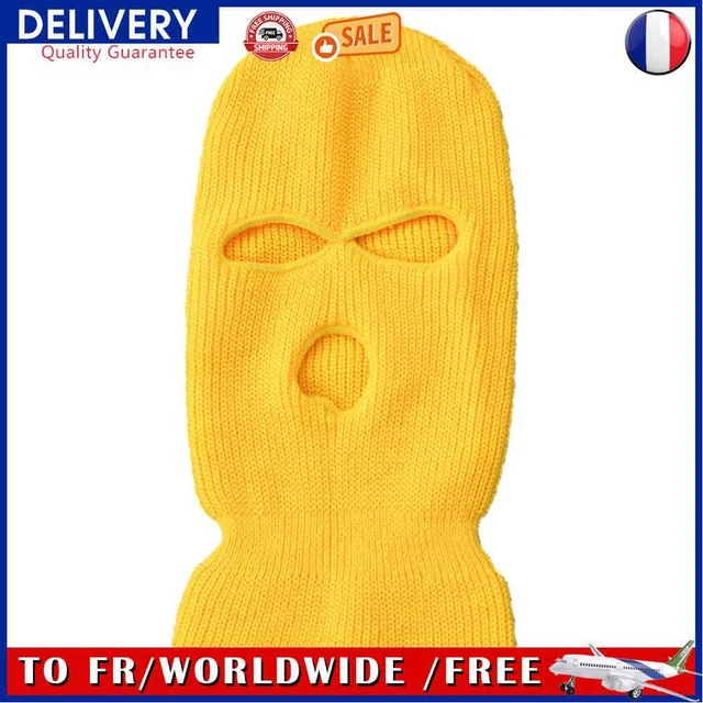 Winter Warm Cycling Hood Mask Windproof Skiing Fleece Headgear Hat (Yellow)