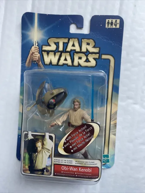 Boxed Star Wars Attack Of The Clones Obi-Wan Kenobi Hasbro Action Figure