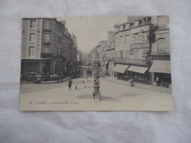 Cpa Dos Vert Orne 61 Flers La Grande Rue