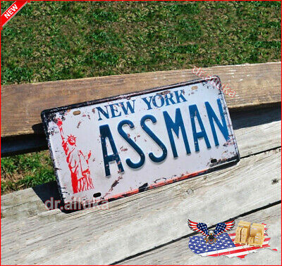 Kramer ASSMAN Replica New York Vanity License Plate Tin Sign Man Cave Seinfeld