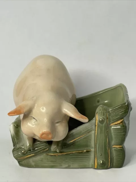 Vintage German Pig Fairing Pottery Trinket Dish Planter EUC HTF version