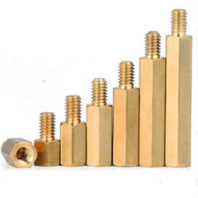 Gold Brass Hex Standoff Screws M4 X 20mm + 6mm – Male To Female Thread Spacer For PCB, Drone, Computer, Circuit Boards (10-Pack)
