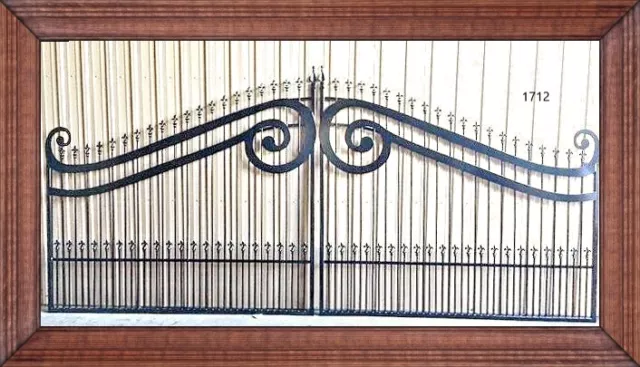 On Sale! #1712 Wrought Iron Style Metal Driveway Gate 16' Inc Post PKG Security