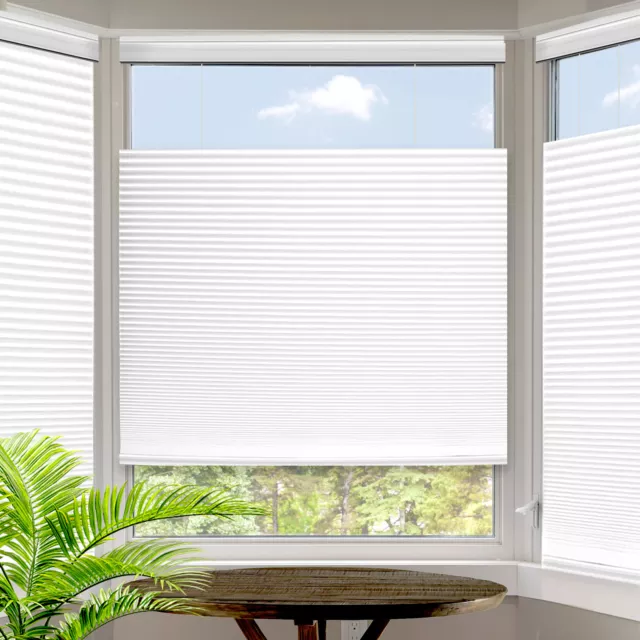 Top-Down Blinds Cellular Honeycomb Pleated Shade Cordless, White, 17-72"W x 64"H