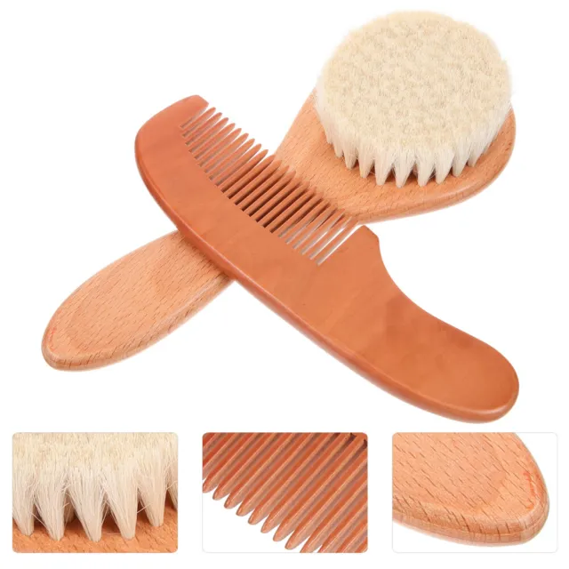 1 Set of Baby Wool Brush Comb Kit Baby Hair Brush Wooden Comb Newborn Wool