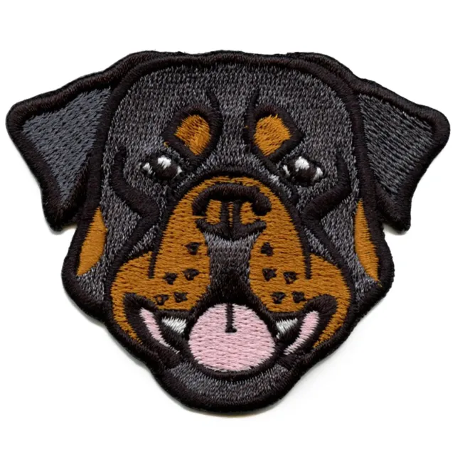 Rottweiler Emoji Head Patch Rottie Dog Breed Embroidered Iron On