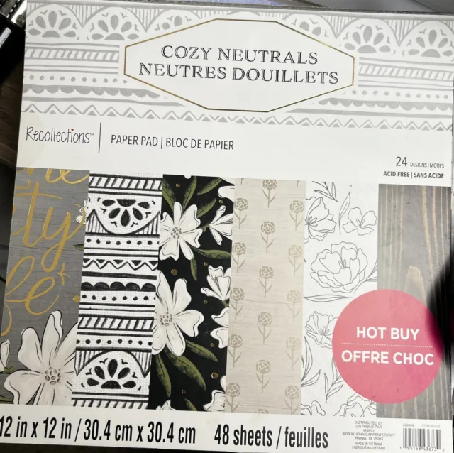 Cozy Neutrals 12x12 almohadilla de papel libro de recortes recuerdos - 48 hojas