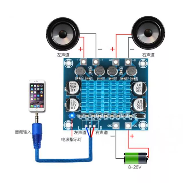 TPA3110 XH-A232 30W + 30W Digital Stereo Audio Verstärker Board Module DC8-26V