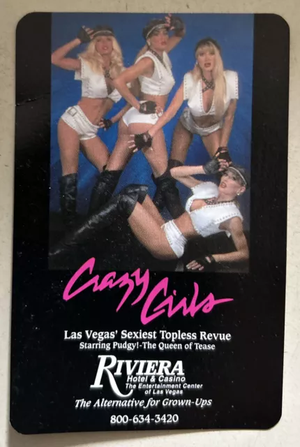 Vintage Riviera Las Vegas Hotel Casino Crazy Girls Four Of Clubs Playing Card