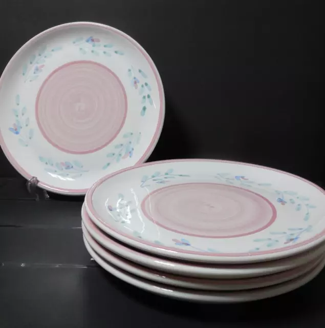 Set of 5 CALECA PINK GARLAND 11 1/4" Hand Painted Dinner Plates (B21)