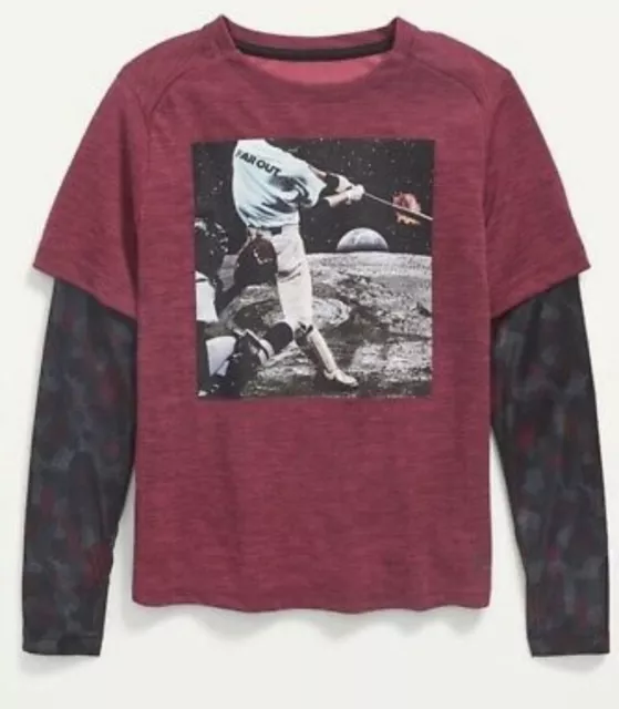 Old Navy Kids Size Small (6-7)Go-Dry Mesh 2-in-1 Performance Long Sleeve Tee $17