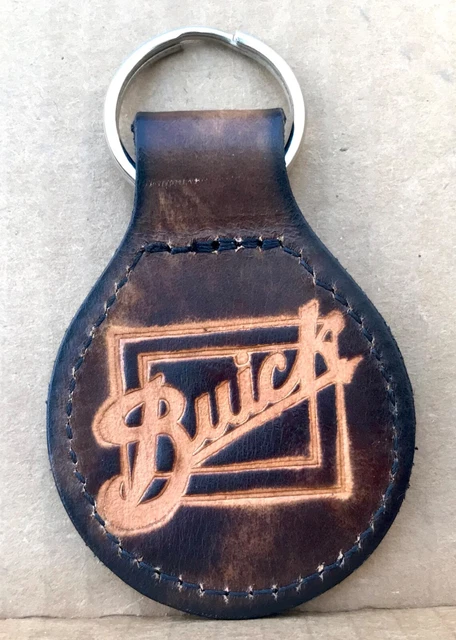 Vtg Leather BUICK 1913-1930 Logo Hand Tooled Key Fob Keychain Dealer Promo