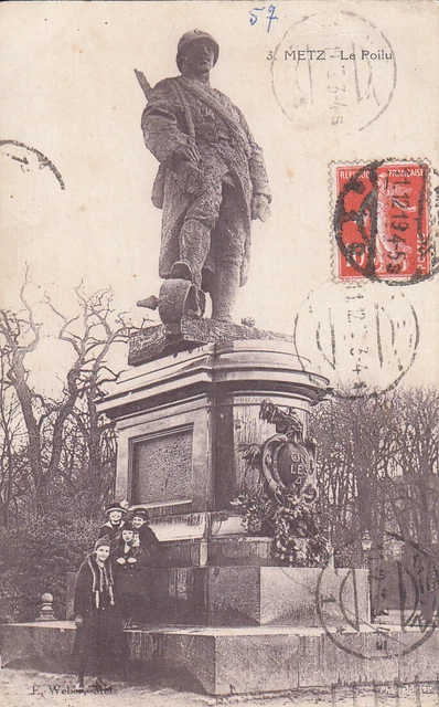 Carte postale ancienne MOSELLE METZ 3 le Poilu timbrée 1919