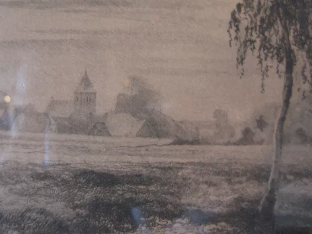 Antique Dernier 19th Début 20th Siècle Allemand Signée Gravure De Paysage 3