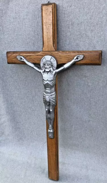 Large antique french Art Deco crucifix 1930's religious jesus christ