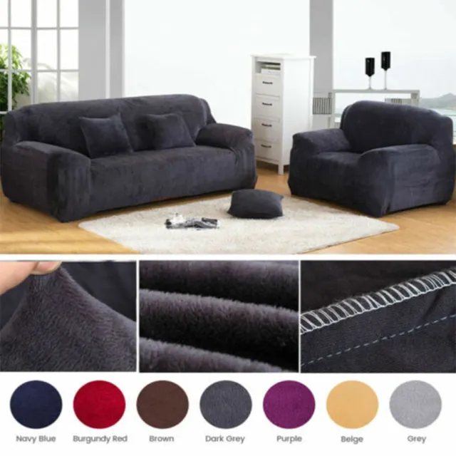 Thick Plush Sofa Covers Easy Fit Seaters Stretch Velvet Slipcover for 1-4 Seater