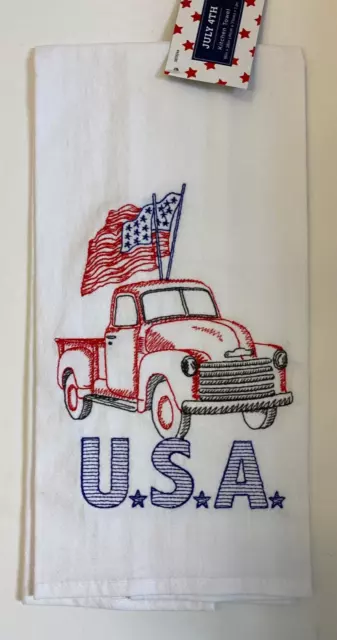 1 July 4th Patriotic USA Kitchen flour sack dish towel 28" x 16" 100% cotton