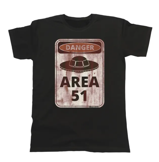 Danger Area 51 Aliens Funny Mens ORGANIC Cotton T-Shirt UFO Spaceship Space Gift