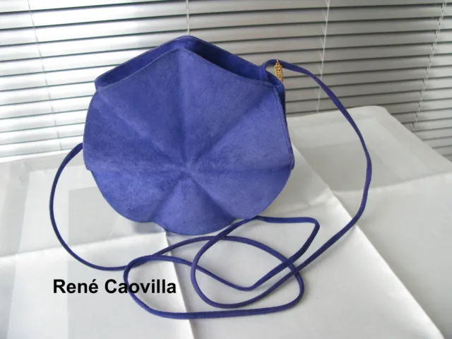 Blaue Damentasche mit sieben Ecken + Trageband von RENÉ CAOVILLA / Vintage