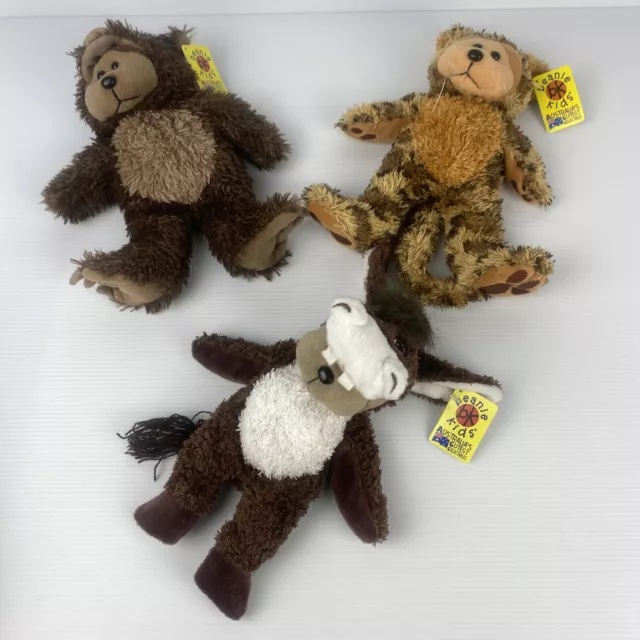 Beanie Kids Plush Bulk Lot x3 Bundle Buck Donkey Wazza Wombat Pounce Jaguar Tags