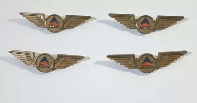 Vintage Delta Airlines Badge Pin Lot Of 4  Junior Pilot Plastic Wings New Loose