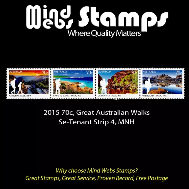 Australian Decimal Stamps 2015, 70c Great Australian Walks Se-Tenant Strip 4 MNH