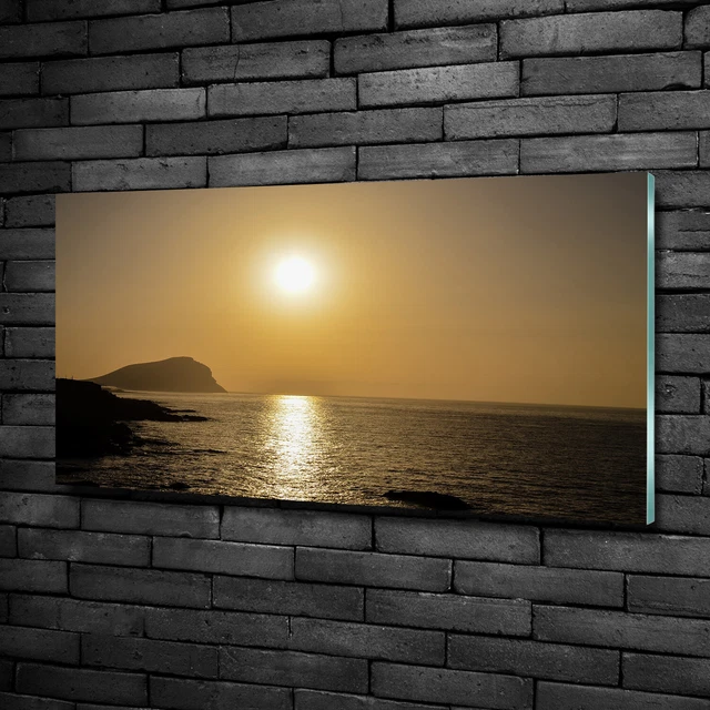 Tableau Sur Verre Trempé Tulup 100x70 Cm - Motif Palmiers Sur La Plage, Style Moderne, Neuf