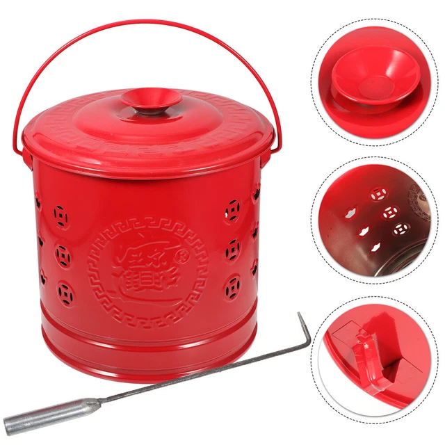 Red Burning Barrel Stainless Steel Metal Tabletop Fire Pit Leaves