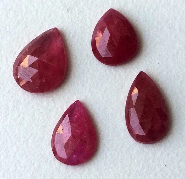 Rubin Glas Gefüllt Cabochons, Facettiert Birne Rubin Flache Rückseite Cabochons 2
