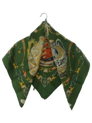 HERMES Scarf Silk Green All over the top Ladies