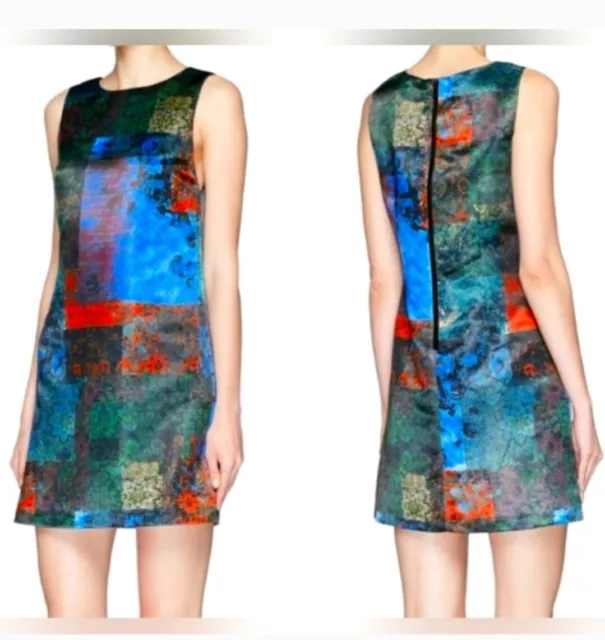 Alice + Olivia Clyde Patchwork Grid Sheath Mini Dress, Fully Lined, SZ 4, EUC!