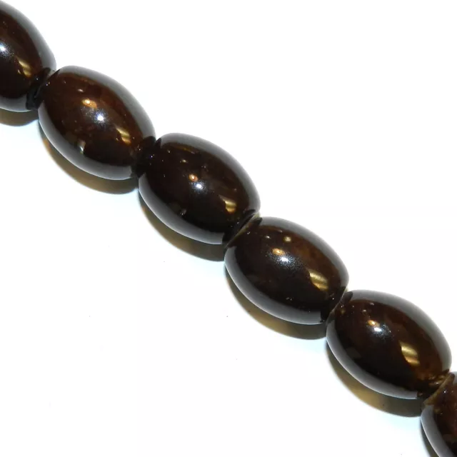 CPC346  Dark Honey Brown 20mm Tapered Oval Glazed Porcelain Beads 8"
