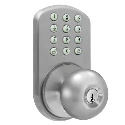 Electronic Door Knob Single Cylinder Glowing Keypad Pad Intruder Entry Alarm New