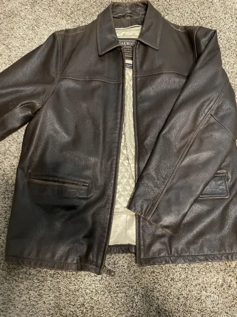 Mens Oakwood Leather Jacket Coat Sz XL