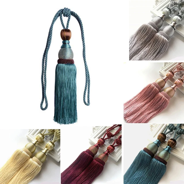 2PCS Curtain Holdbacks Rope Tie Backs Tassel Tiebacks Single Ball Decor 1 Pair