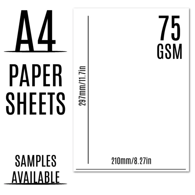 A4 White Paper Printer Copier 5 Reams OF 500 Sheets Photocopy Stationary Office