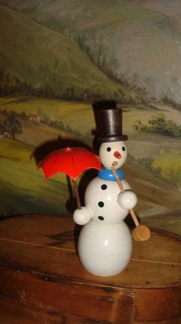 alter  Räuchermann Schneemann Seiffen um 1980 ungeraucht    Erzgebirge
