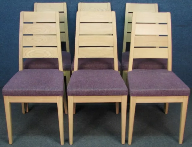 Set Of 6 Ercol Romana Dining Chairs Solid Oak Framed Model 2643 In Clear Matt