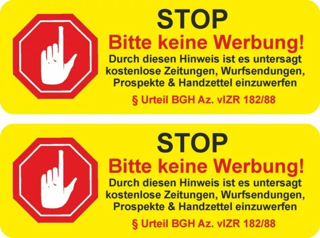 Magnet-Schild „Bitte keine Werbung!“ in weiß für Ihren Briefkasten (2 Stück)