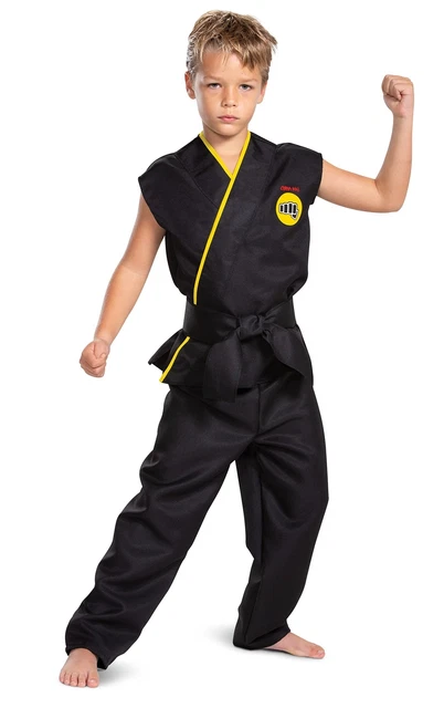 Cobra Kai Costume For Kids, Official Cobra Kai Costume Kids Gi With Black Belt