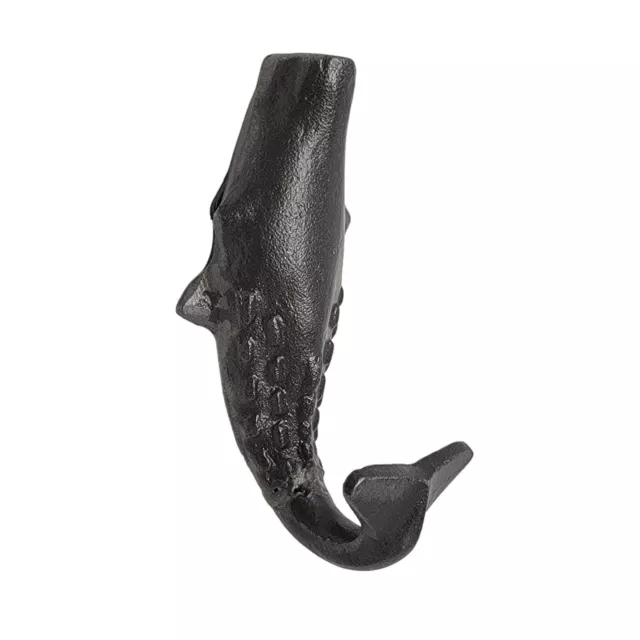 Cast Iron Gray Curved Whale Wall Hook Towel Coat Clothing 4 x 1.5 in Coastal