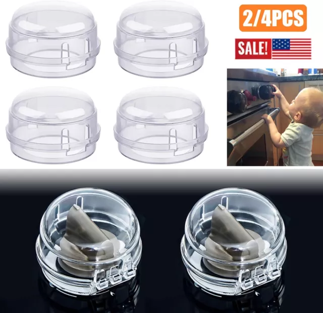 4× Child-Safe Clear Stove Knob Safety Covers for Oven/ Stove Top/Gas Range USA 2