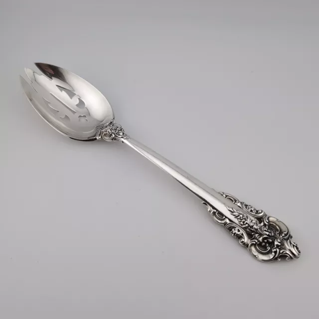 Wallace Grande Baroque Sterling Silver Pierced Serving Spoon - 8 3/4"