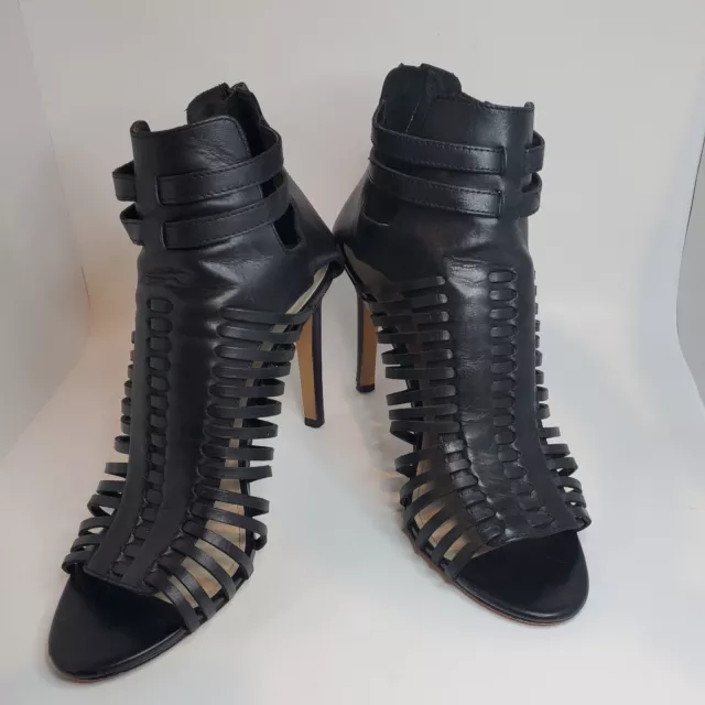 Vince Camuto Women's Gladiator Zip- Up Caged Heels Black Size 10M EU 40