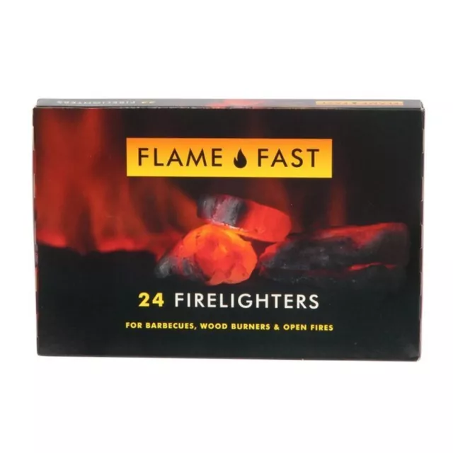 FLAME FAST Long Burning Easy to Use Firelighters BBQs Open Fire Pits Chimeneas