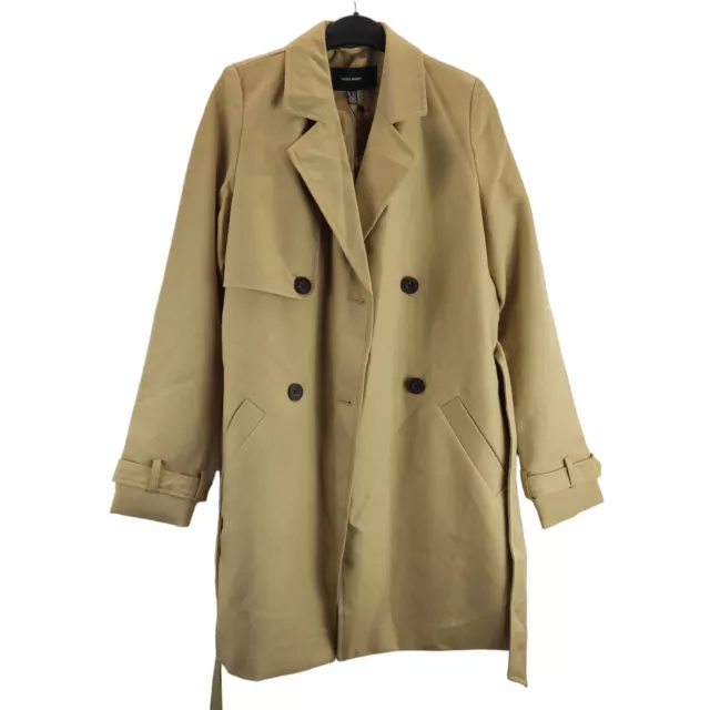 vero moda tall womens trench coat tan button up belted collared size xs